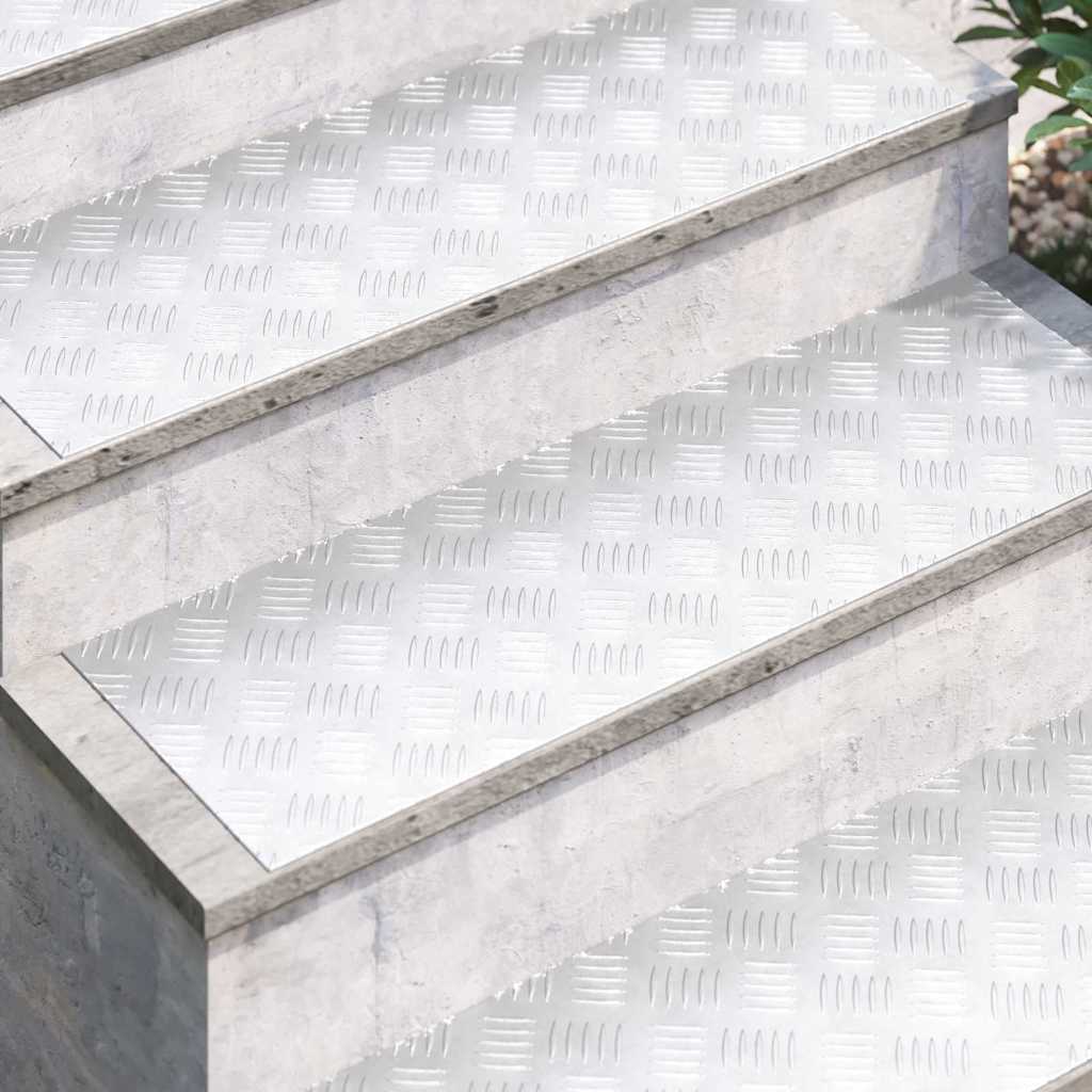 Stepenica Pravokutni 4 pcs Srebrno 90 x 30 cm Aluminij