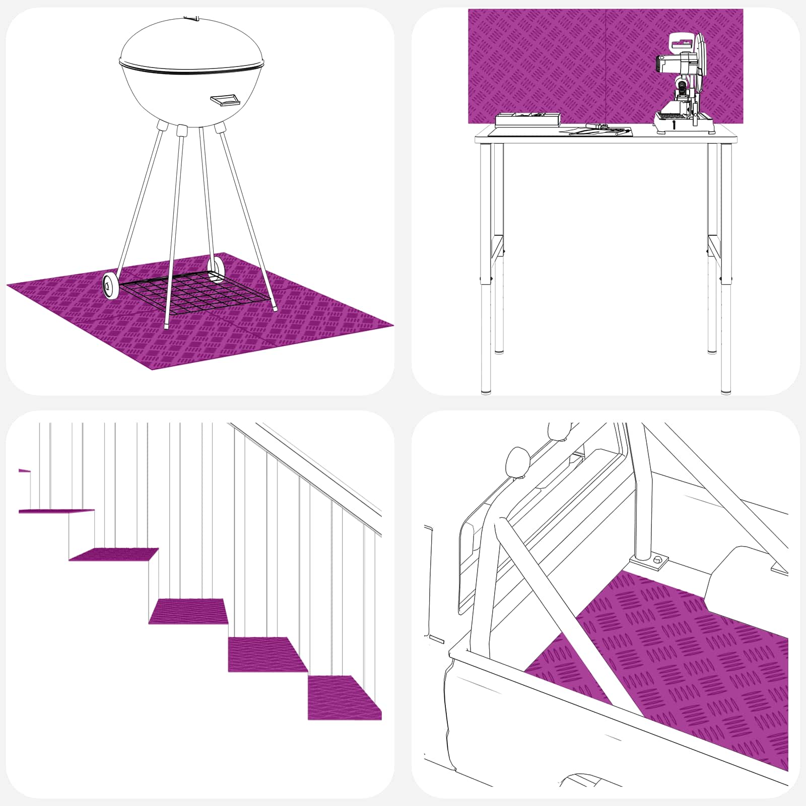 Stepenica Četvrtasti 4 pcs Srebrno 40 x 40 cm Aluminij