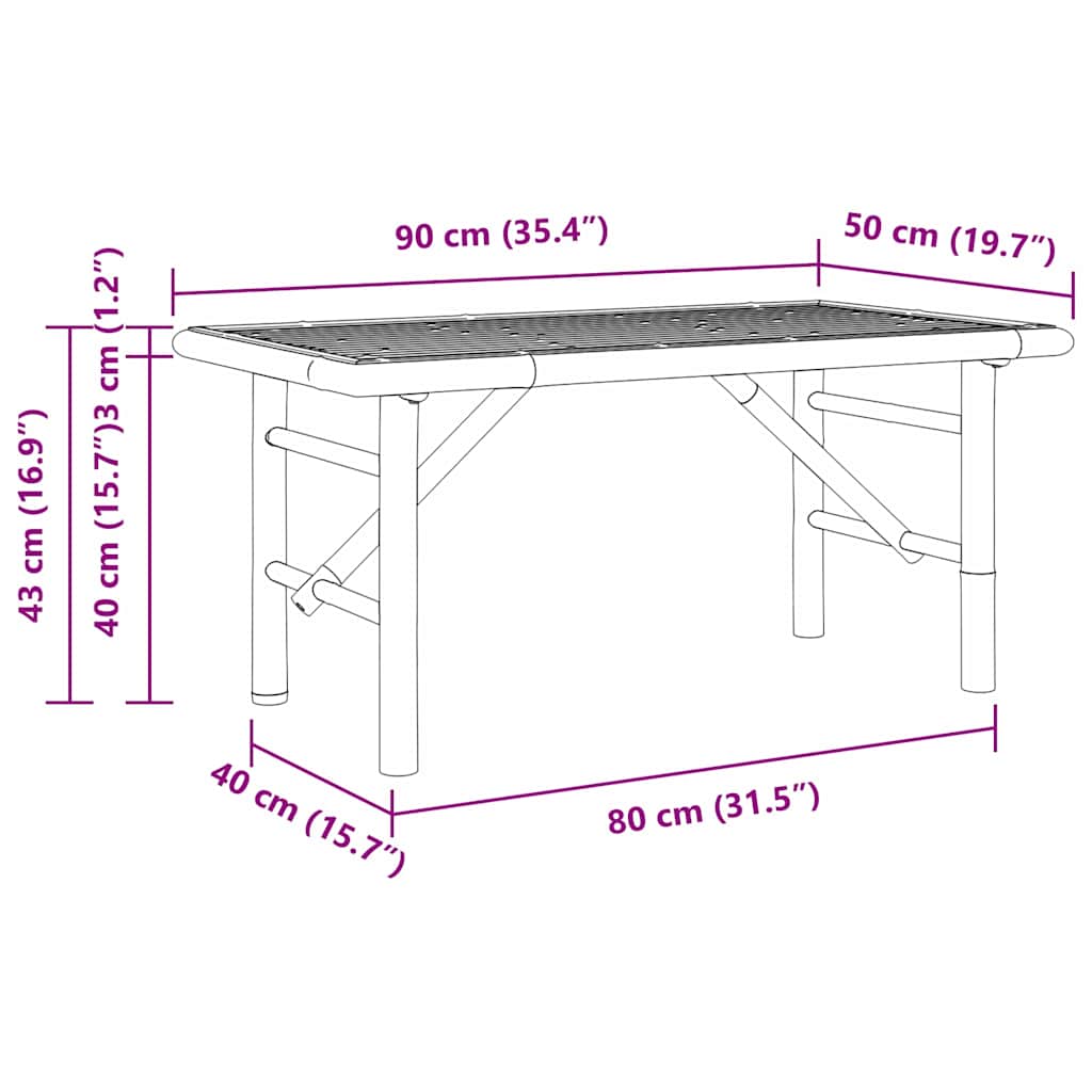 Kava Stol Smeđa 90 x 50 x 43 cm bambus