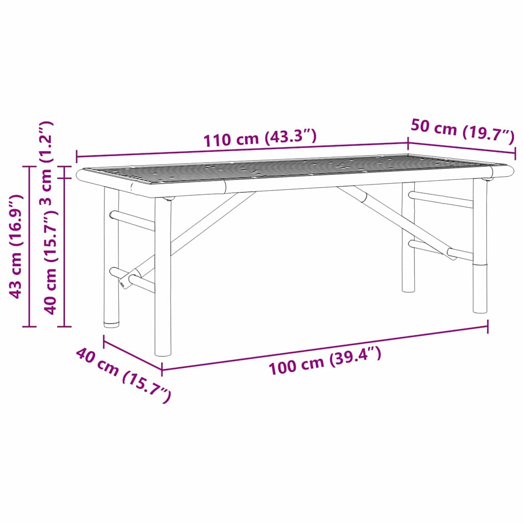 Kava Stol Smeđa 110 x 50 x 43 cm bambus