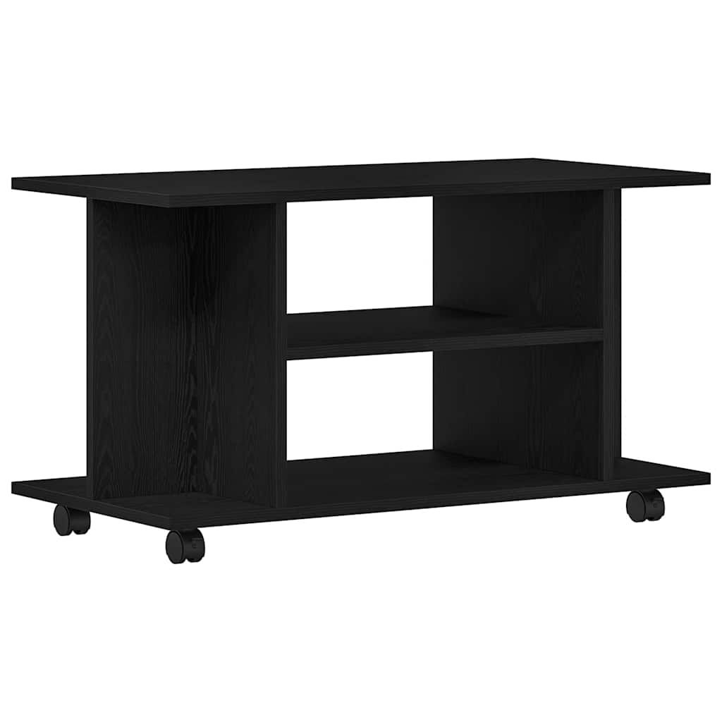 TV ormarić s kotačićima crni hrast 80x40x45 cm inženjerski drvo