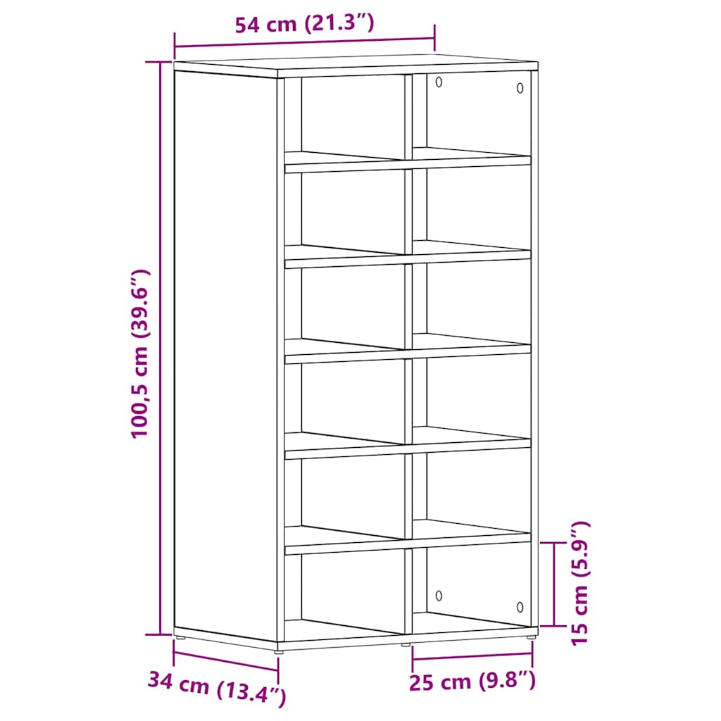 Stalak za cipele crni hrast 54x34x100,5 cm Konstruirano drvo