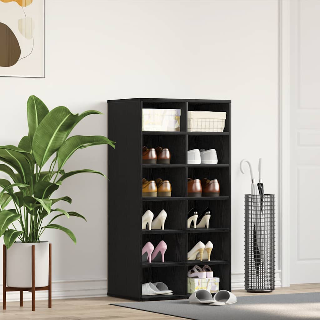 Stalak za cipele crni hrast 54x34x100,5 cm Konstruirano drvo