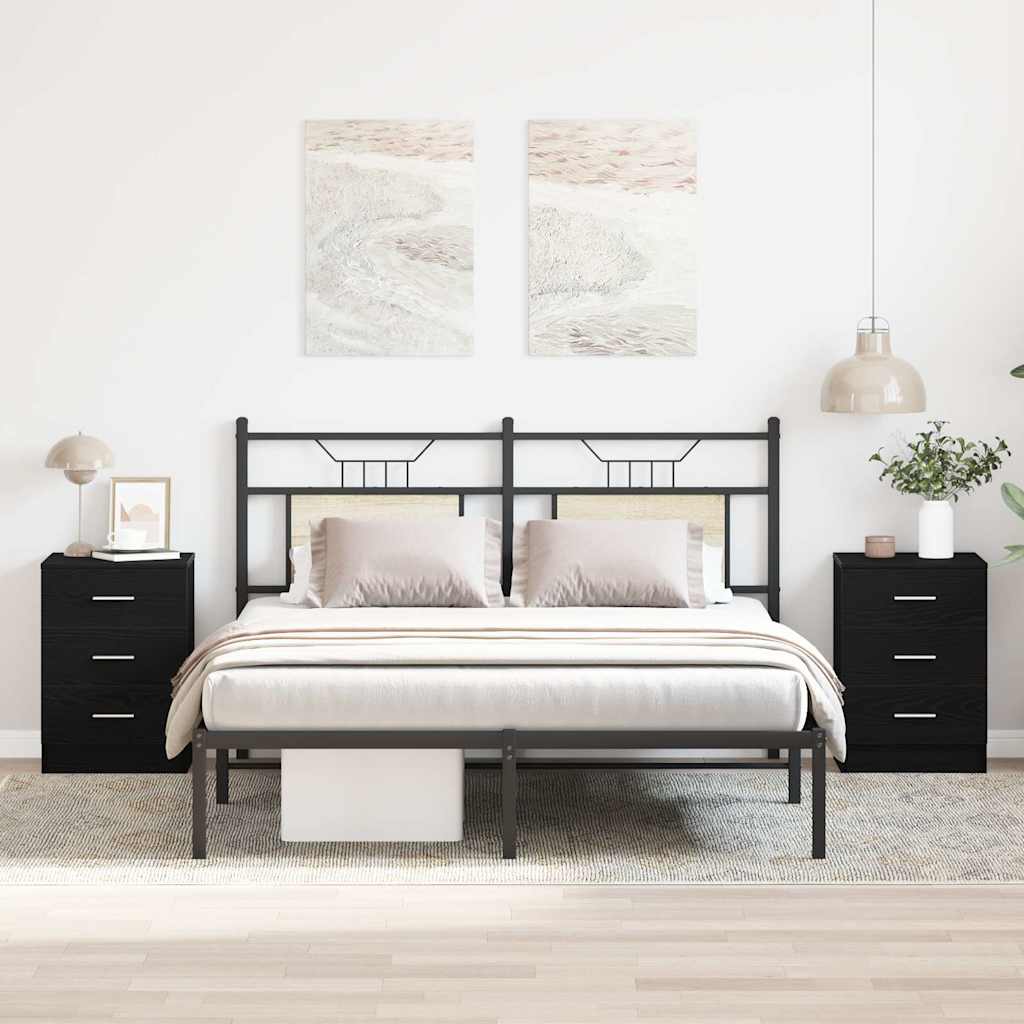 Noćni ormarići 2 kom. crni hrast 38x35x55 cm inženjerski drvo