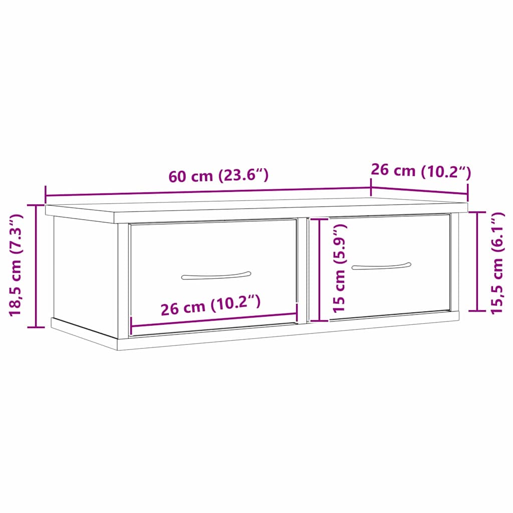 Ormar za Zid Crni hrast 60 x 26 x 18,5 cm Konstruirano drvo