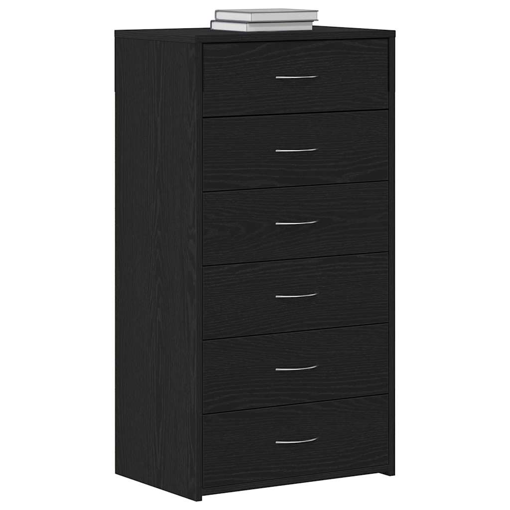Komoda sa 6 ladica crni hrast 50x34x96 cm inženjersko drvo