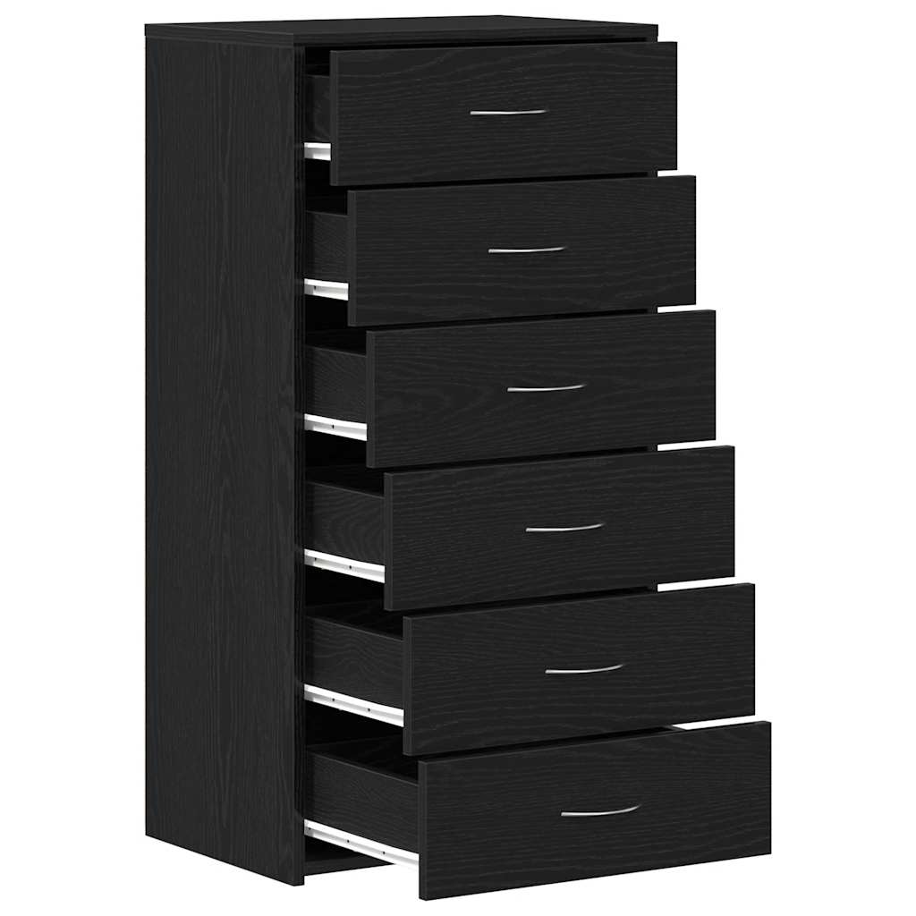 Komoda sa 6 ladica crni hrast 50x34x96 cm inženjersko drvo