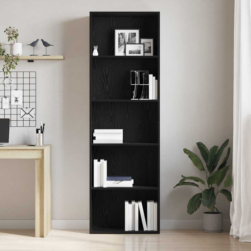 Polica za knjige crni hrast 60x30x189 cm konstruirano drvo