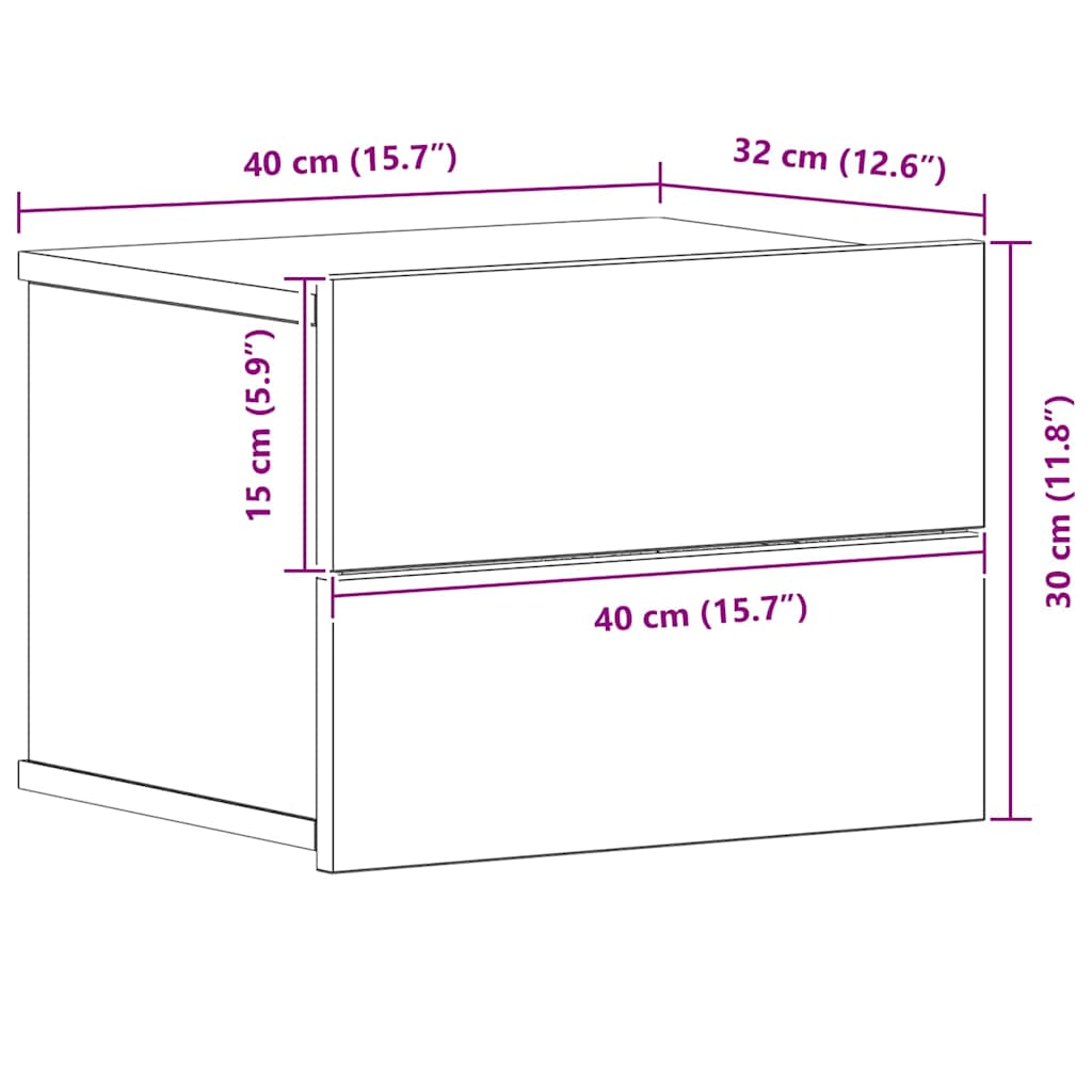 Noćni ormar Crni hrast 40 x 30 x 30 cm Konstruirano drvo