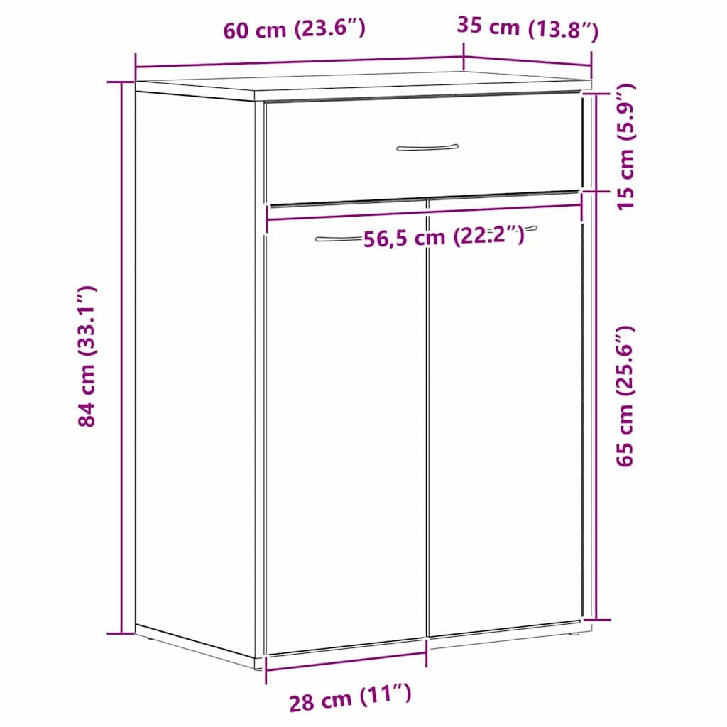 Polica za cipele Crni hrast 60 x 35 x 84 cm Konstruirano drvo