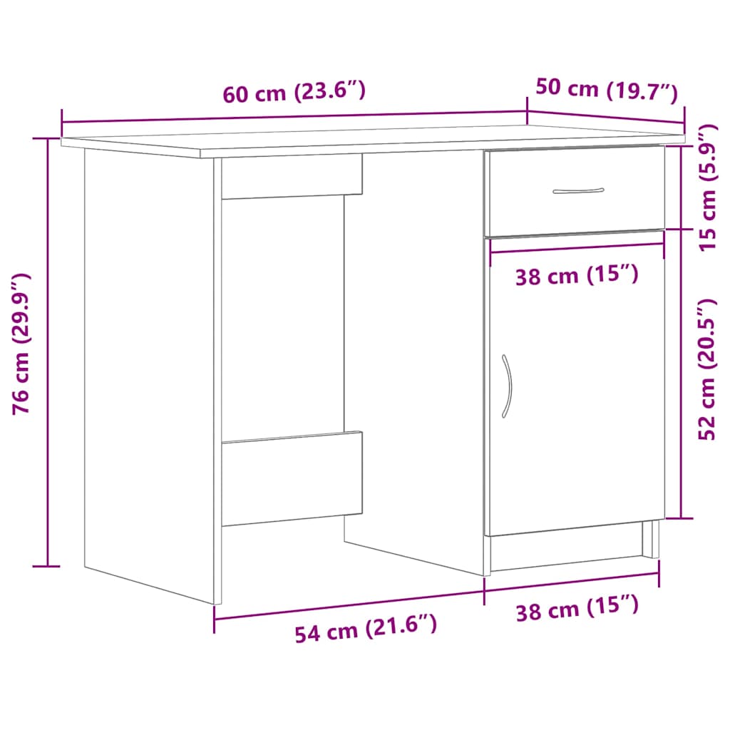 Stol s ladicama Crni hrast 100 x 50 x 76 cm Konstruirano drvo