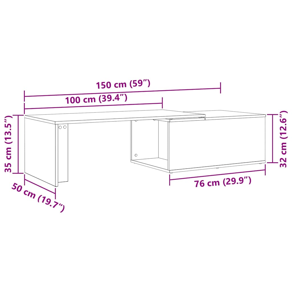 Kava Stol Crni hrast 150 x 50 x 35 cm Konstruirano drvo