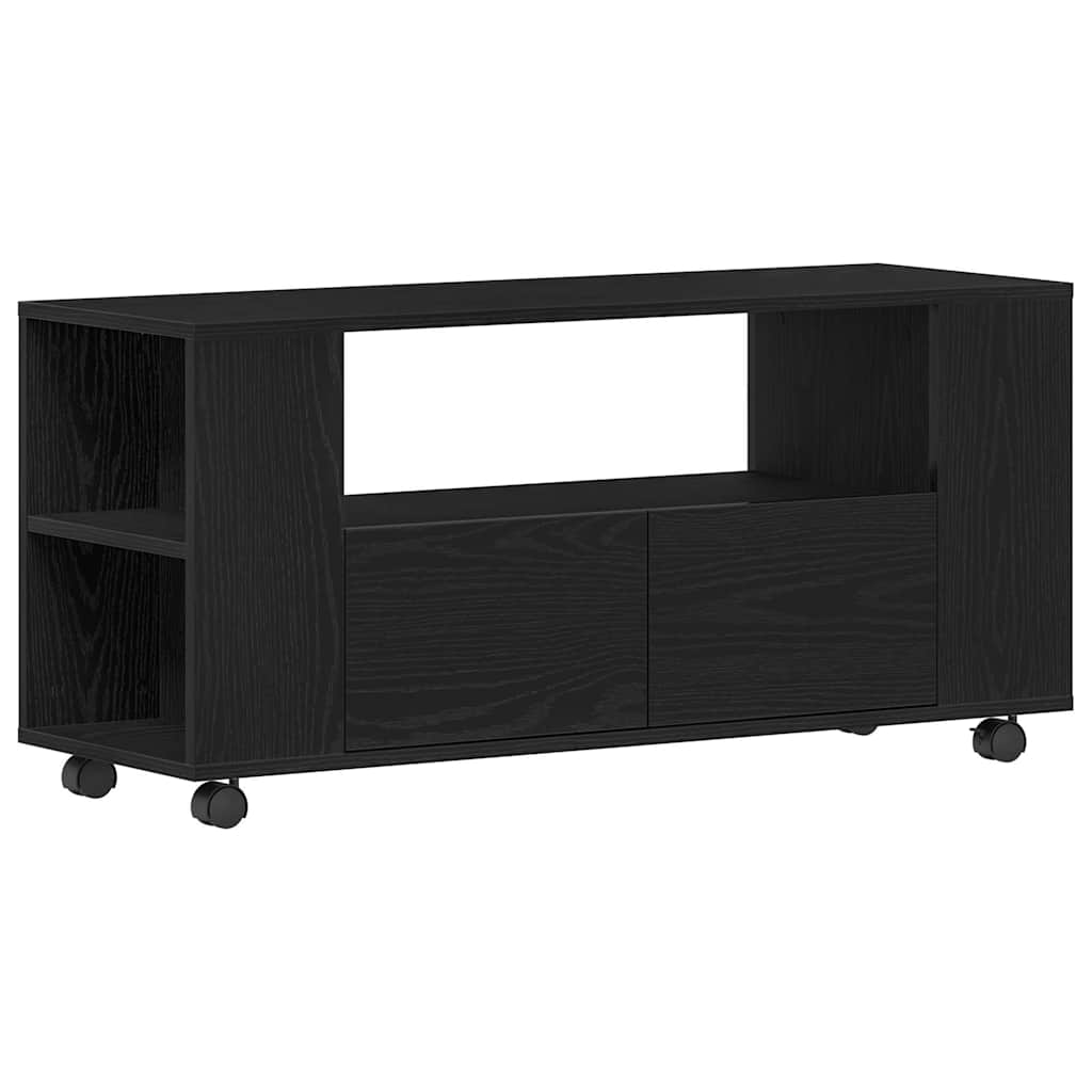 TV ormarić s kotačićima crni hrast 102x34,5x43 cm