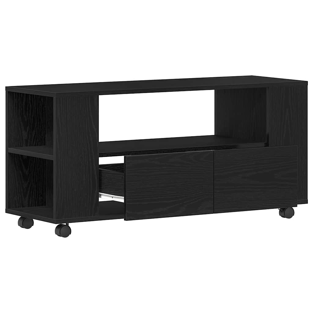TV ormarić s kotačićima crni hrast 102x34,5x43 cm
