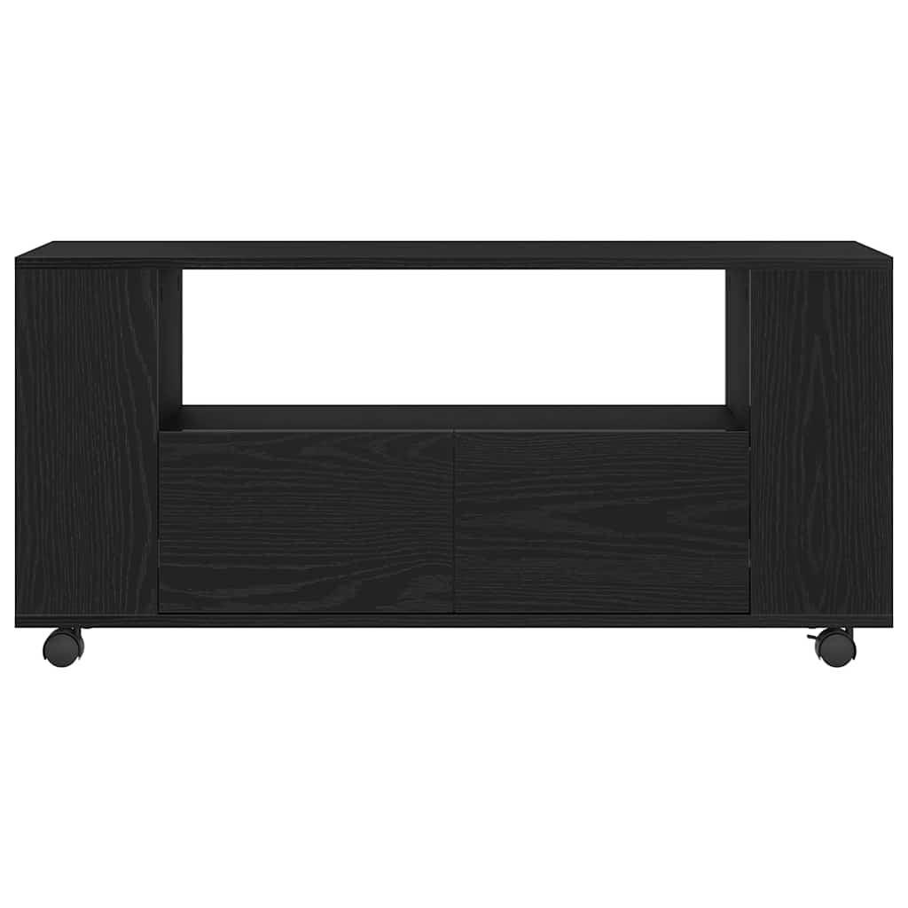 TV ormarić s kotačićima crni hrast 102x34,5x43 cm