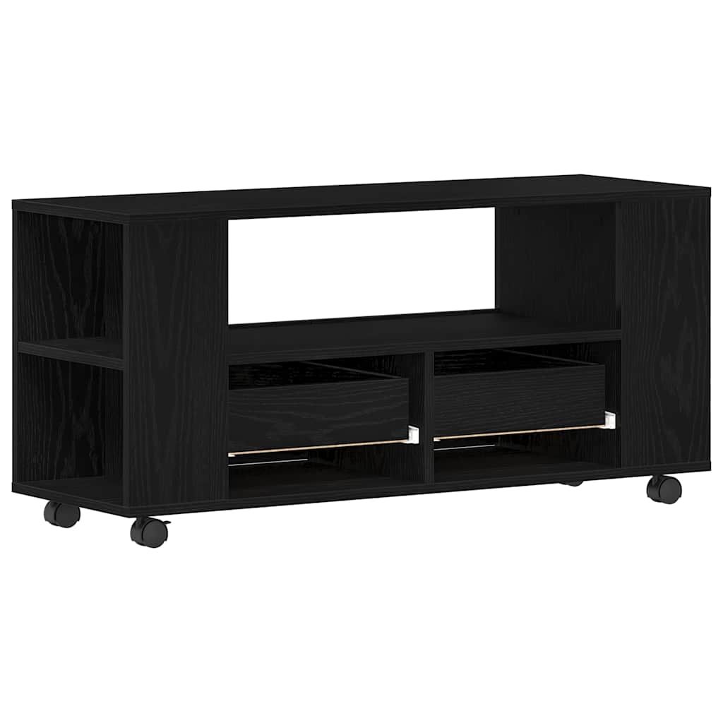 TV ormarić s kotačićima crni hrast 102x34,5x43 cm