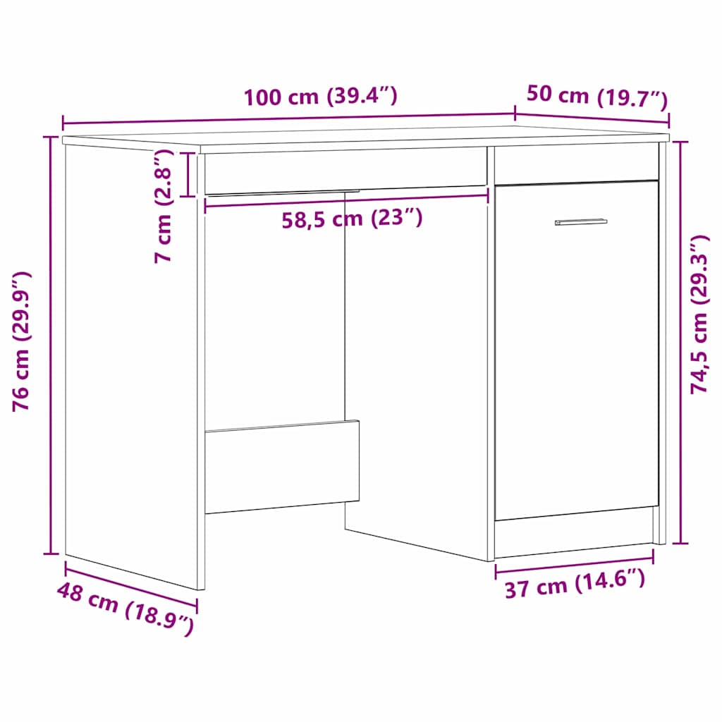 Stol s pohranom Crni hrast 100 x 50 x 76 cm Konstruirano drvo