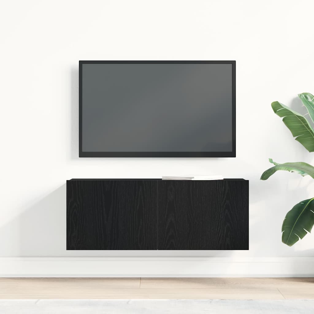 TV ormar Zidne Crni hrast 80 x 30 x 30 cm Konstruirano drvo