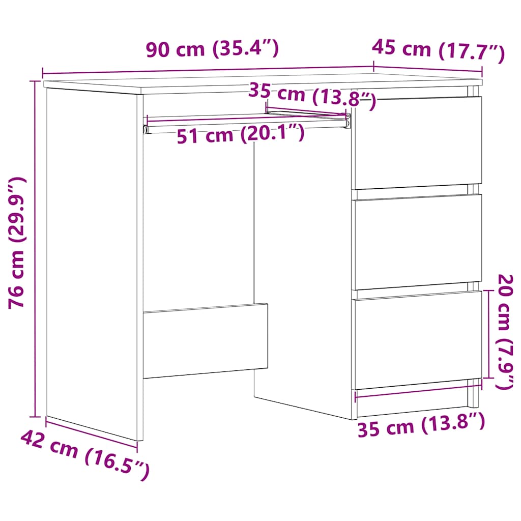 Stol crni hrast 90x45x76 cm konstruirano drvo