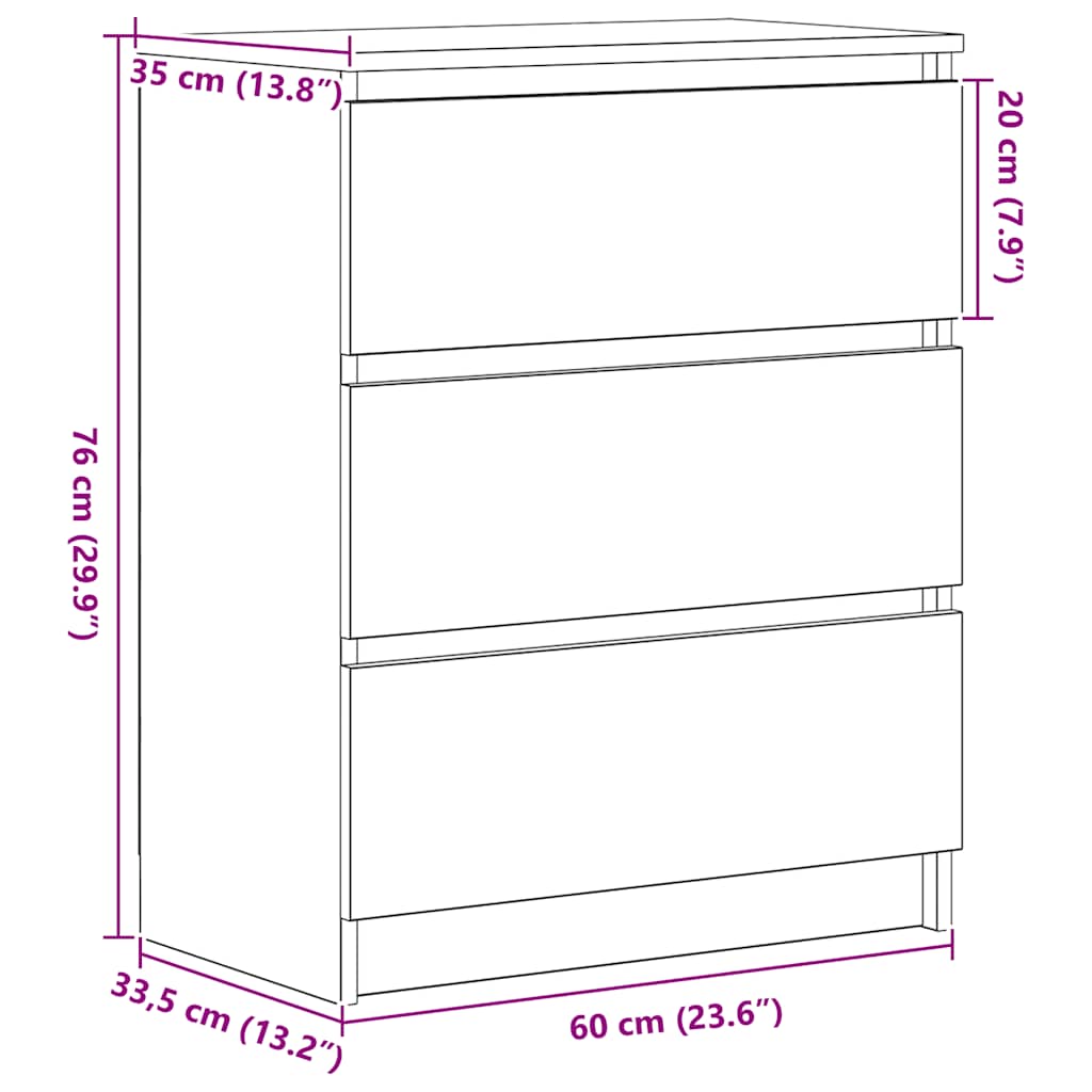 Komoda crni hrast 60x35x76 cm Inženirsko drvo