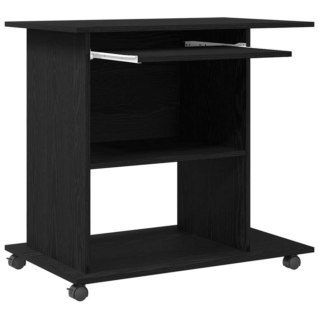 Računalni stol crni hrast 80x50x75 cm inženjerski drvo