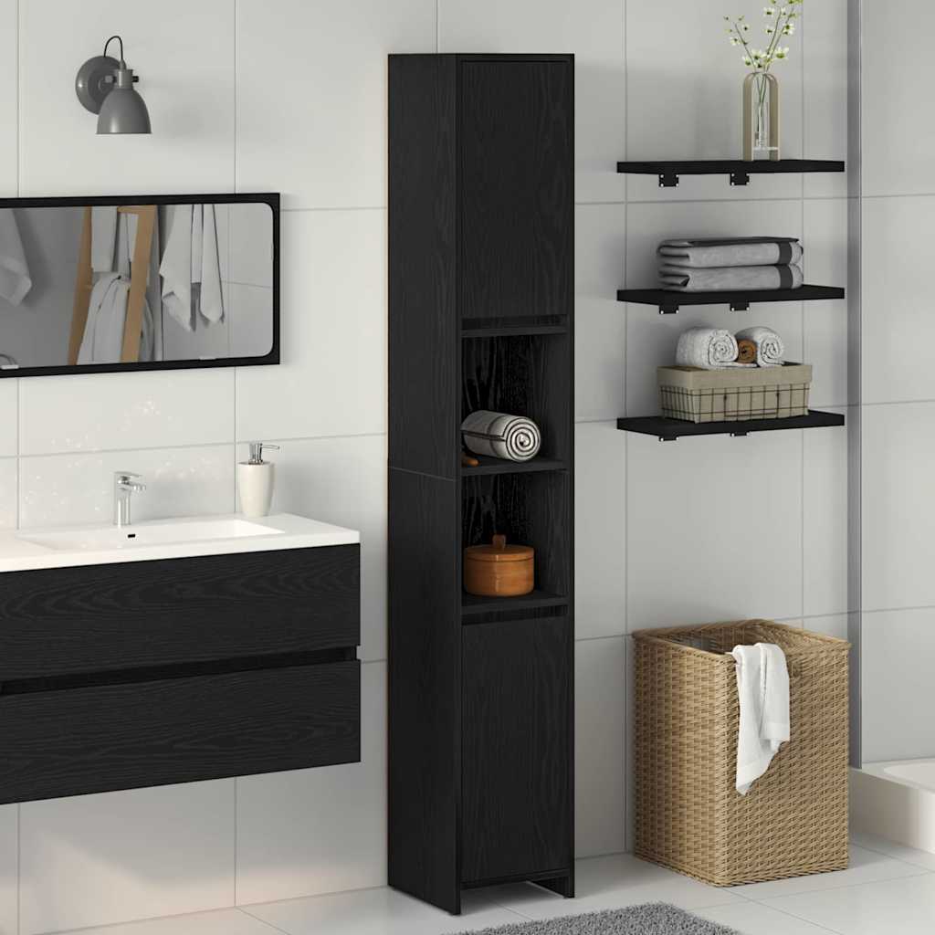 Kupaonski ormar Crni hrast 30 x 30 x 183,5 cm Konstruirano drvo