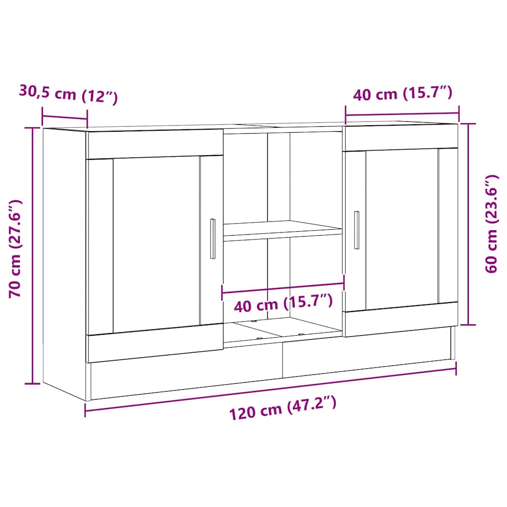 Kreveta Crni hrast 120 x 30,5 x 70 cm Konstruirano drvo