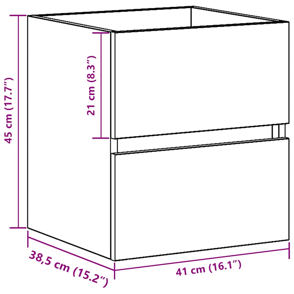 Ormarić za umivaonik u kupaonici crni hrast 41x38,5x45 cm inženjerski drvo