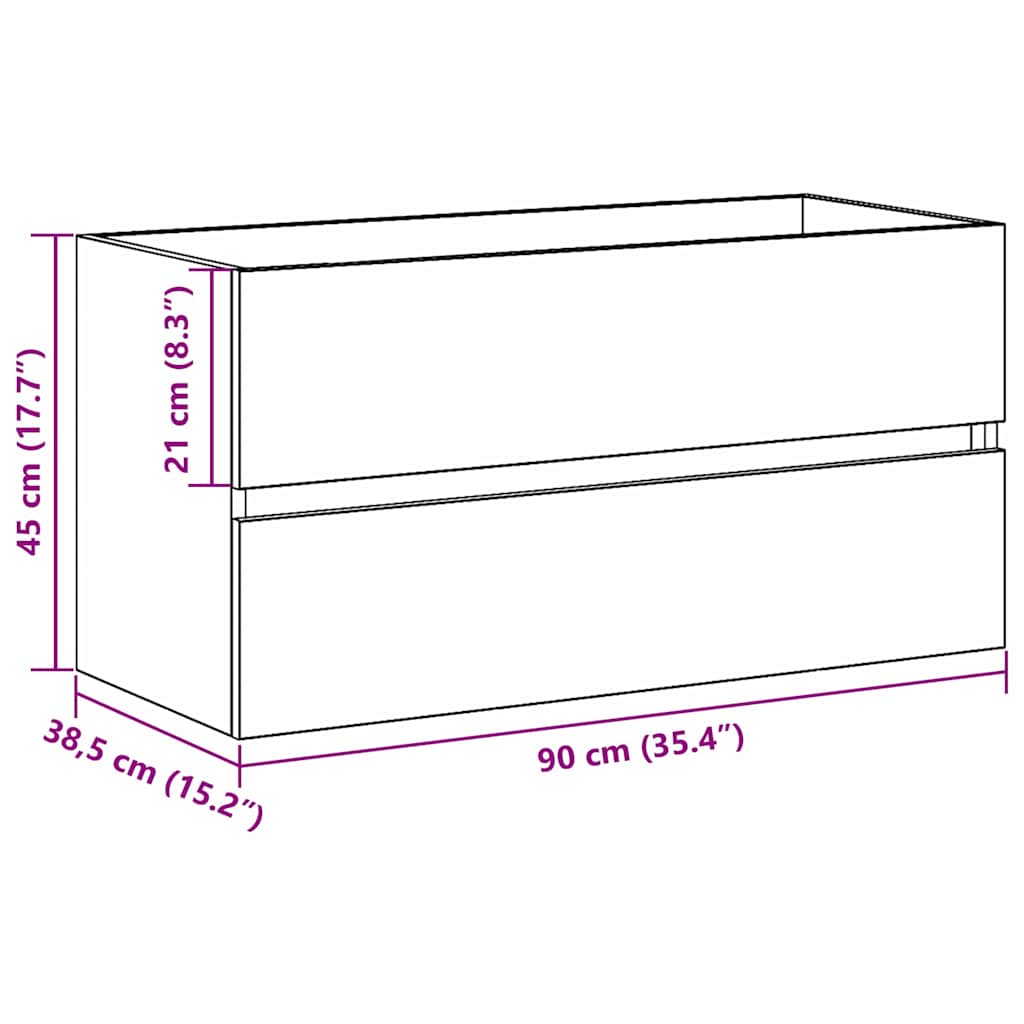Kupaonski ormarić za sudoper Crni hrast 90 x 38,5 x 45 cm