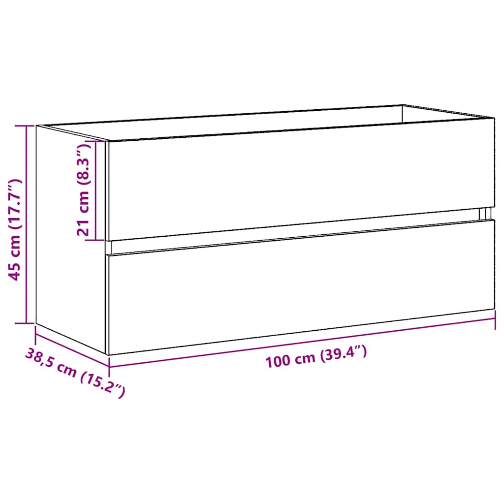 Ormarić za sudoper crni hrast 100x38,5x45 cm konstruirano drvo