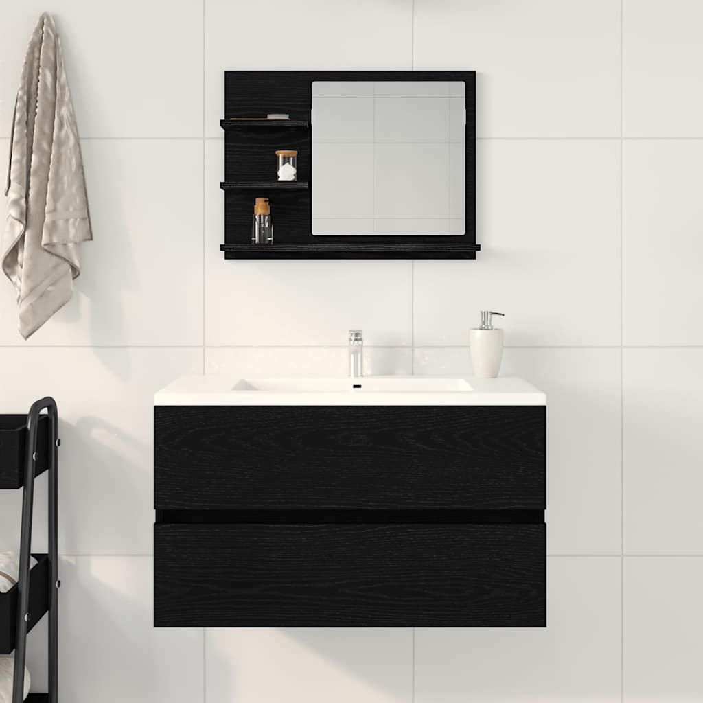 Kupaonsko ogledalo crni hrast 60x10,5x45 cm konstruirano drvo