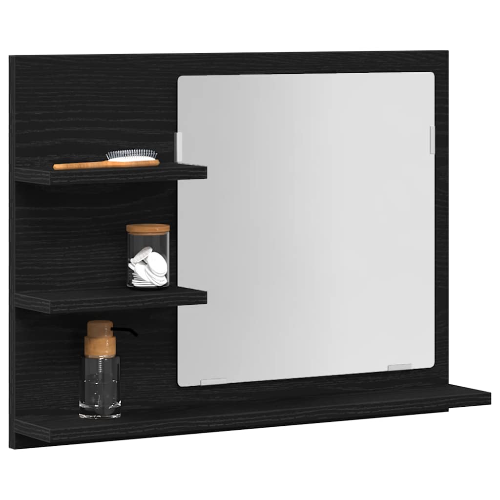 Kupaonsko ogledalo crni hrast 60x10,5x45 cm konstruirano drvo