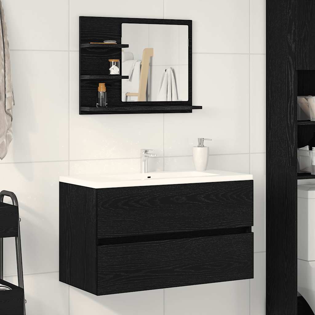 Kupaonsko ogledalo crni hrast 60x10,5x45 cm konstruirano drvo