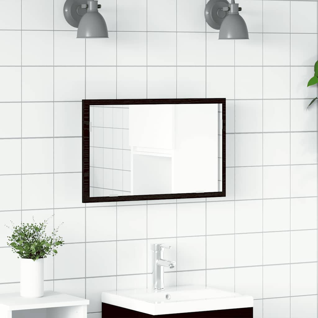 Kupaonsko ogledalo s LED svjetlima crni hrast 60x8,5x37 cm