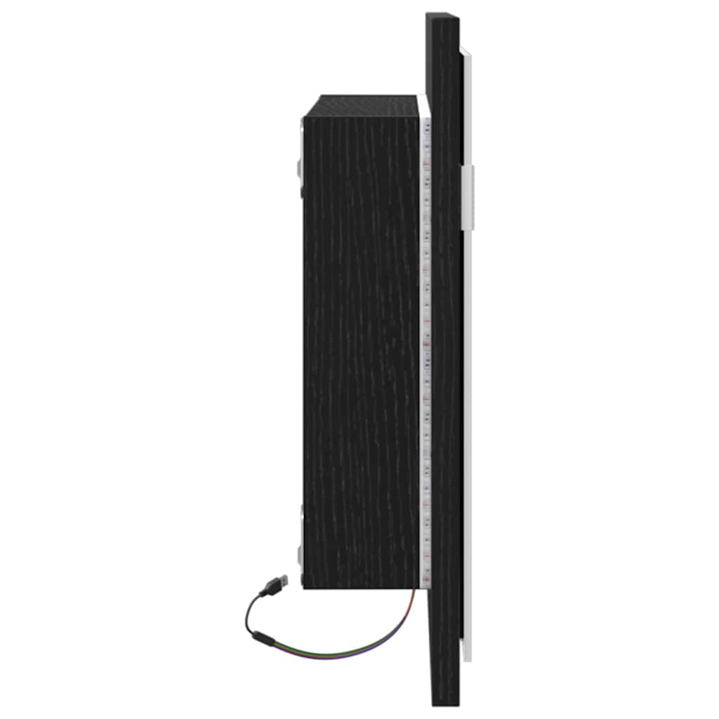 Kupaonsko ogledalo s LED svjetlima crni hrast 60x8,5x37 cm