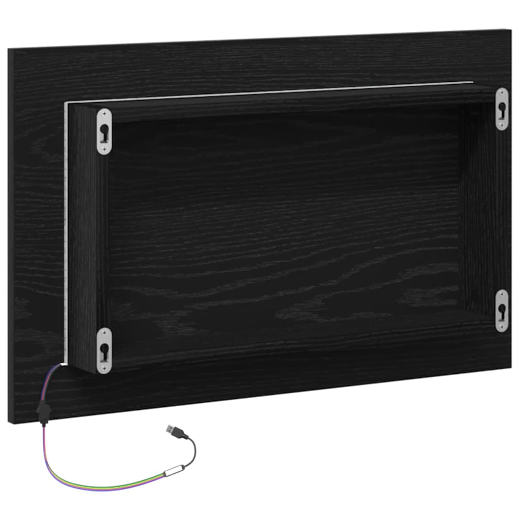 Kupaonsko ogledalo s LED svjetlima crni hrast 60x8,5x37 cm