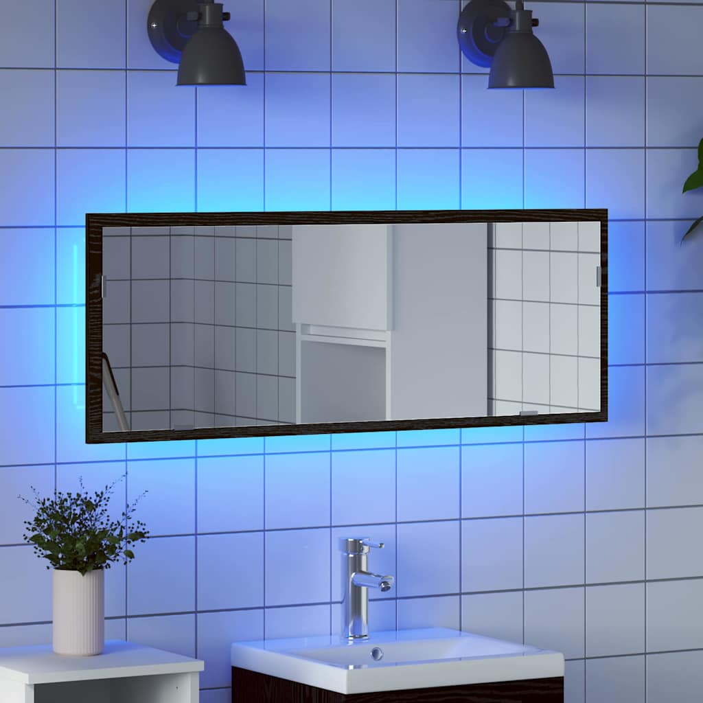 LED kupaonsko ogledalo Zidne Crni hrast 100 x 8,5 x 37 cm Stakl
