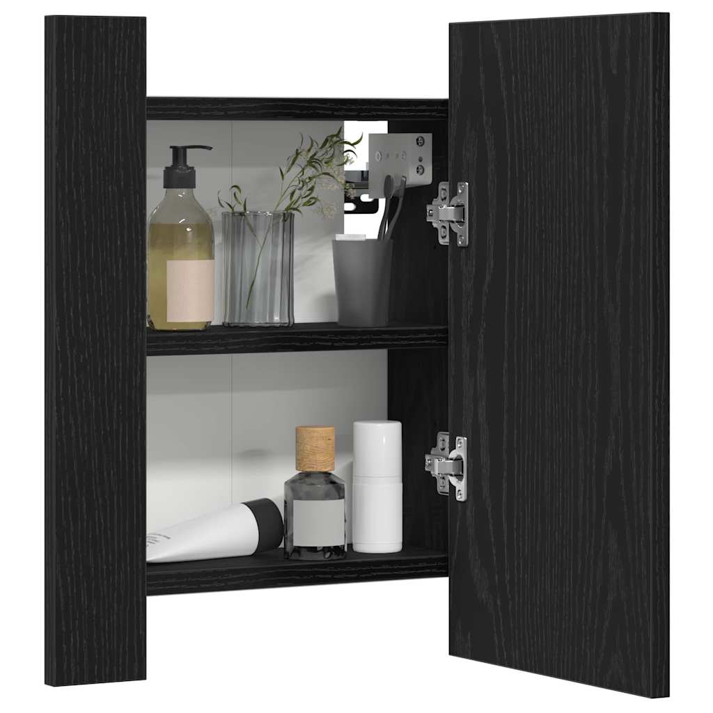LED kupaonski ormarić s ogledalom crni hrast 40x12x45 cm inženjerski drvo