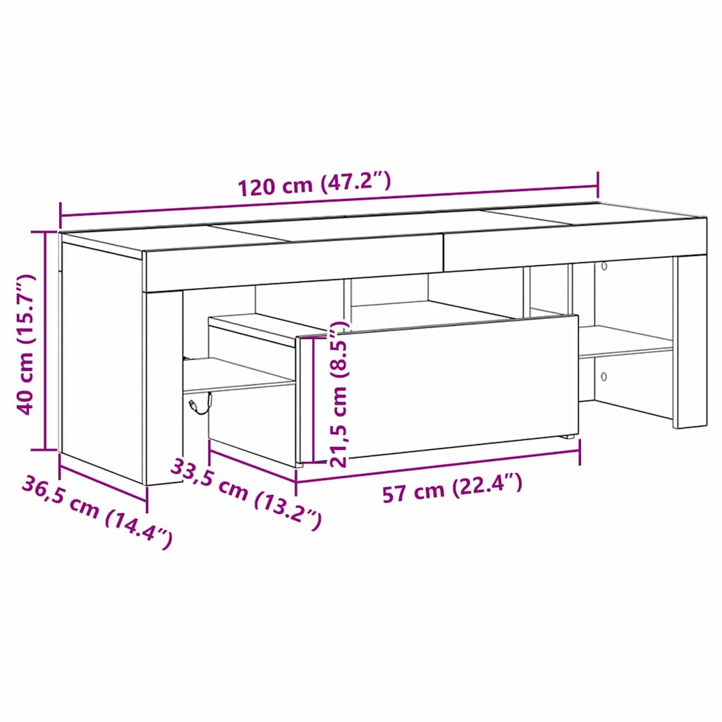 TV ormar Crni hrast 120 x 35 x 40 cm Konstruirano drvo