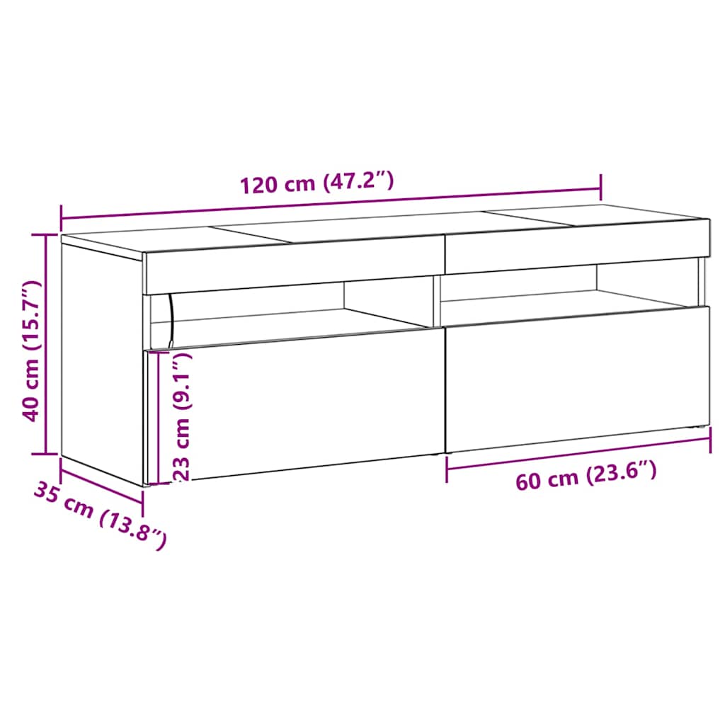 TV ormar Crni hrast 120 x 35 x 40 cm Konstruirano drvo