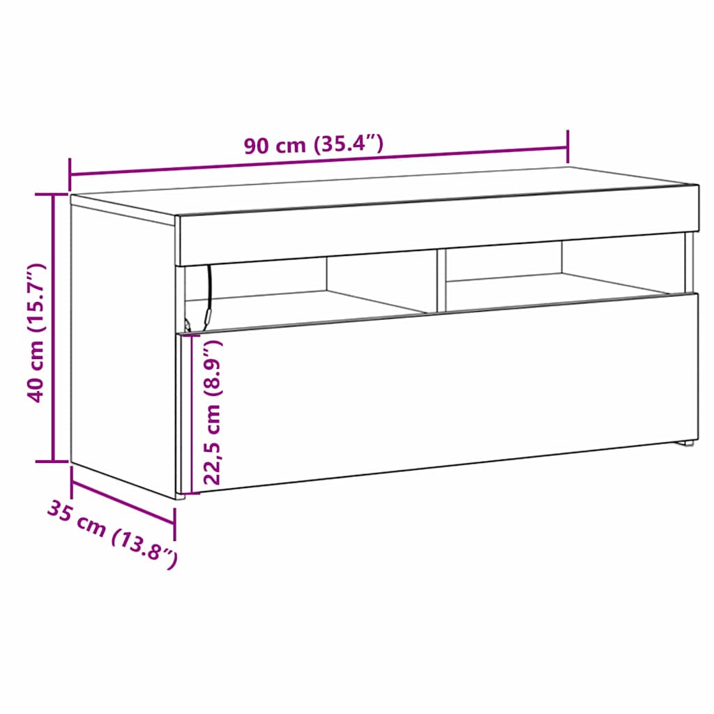 TV ormar Crni hrast 90 x 35 x 40 cm Konstruirano drvo