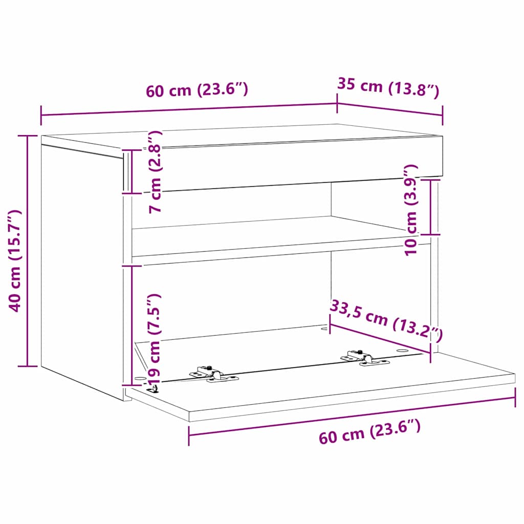 TV ormar Crni hrast 60 x 35 x 40 cm Konstruirano drvo