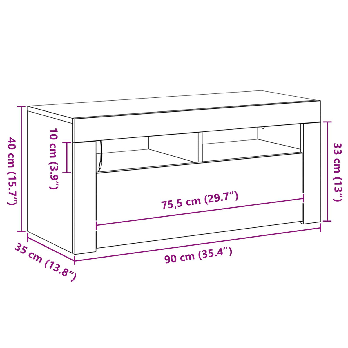 TV ormar Crni hrast 90 x 35 x 40 cm Konstruirano drvo
