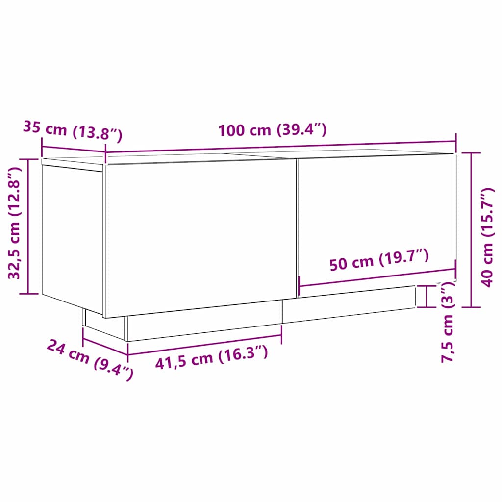 TV ormar Crni hrast 100 x 35 x 40 cm Konstruirano drvo