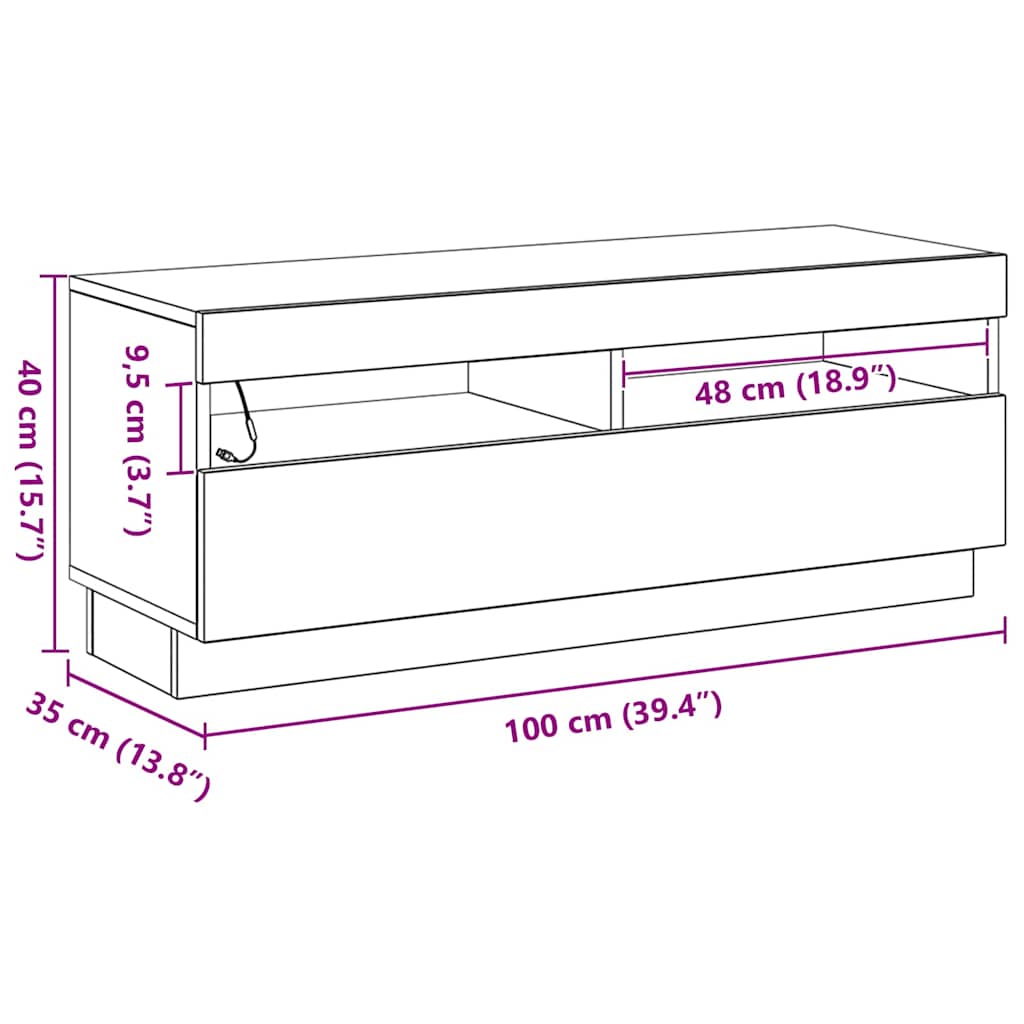 TV ormar Crni hrast 100 x 35 x 40 cm Konstruirano drvo