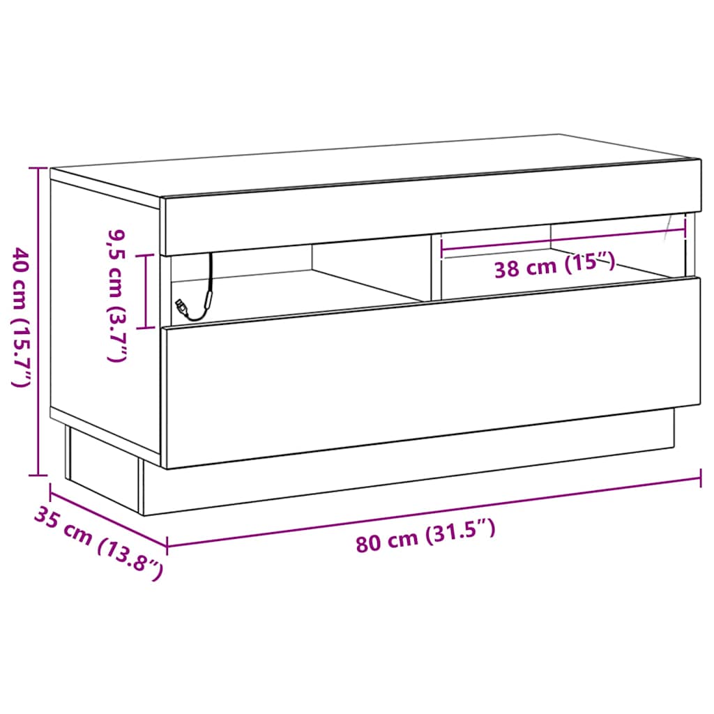 TV ormar Crni hrast 80 x 35 x 40 cm Konstruirano drvo