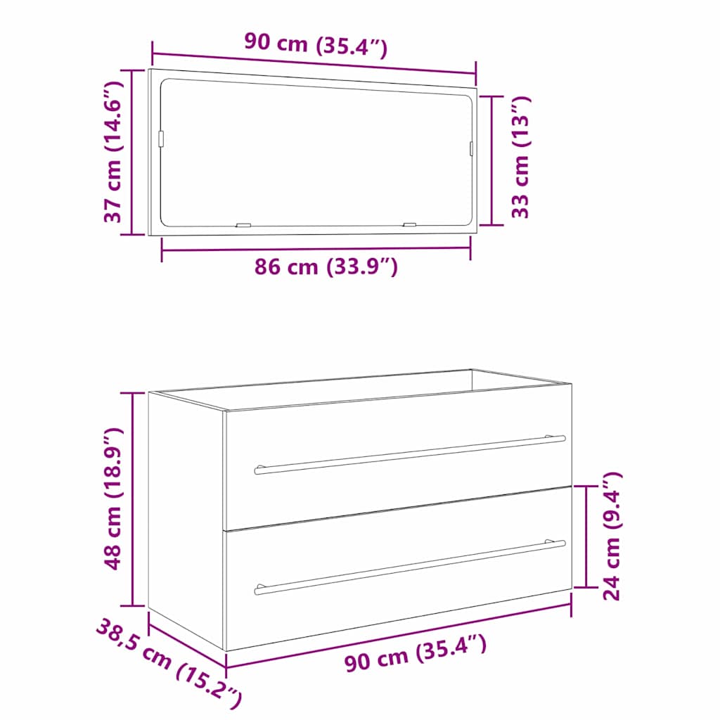 Ormarić za sudoper s ladicama Crni hrast 90 x 45 x 1.5 cm