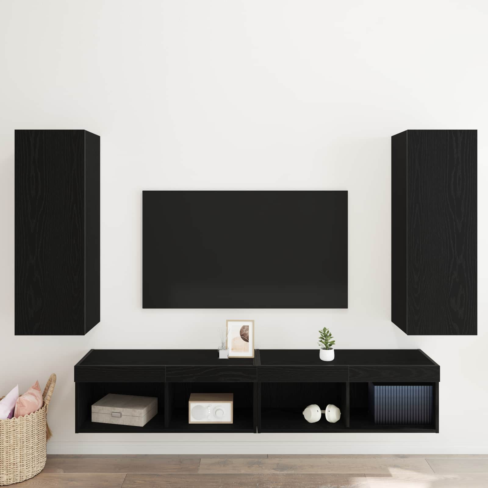 TV Kabinet za Zid Zidne 2 pcs Crni hrast 30,5 x 28,5 x 90 cm