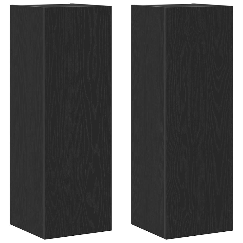 TV Kabinet za Zid Zidne 2 pcs Crni hrast 30,5 x 28,5 x 90 cm