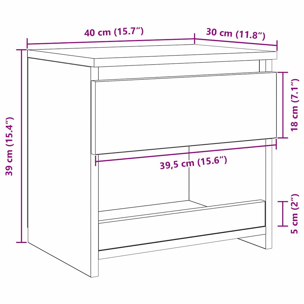 Noćni ormar Crni hrast 40 x 30 x 39 cm Konstruirano drvo